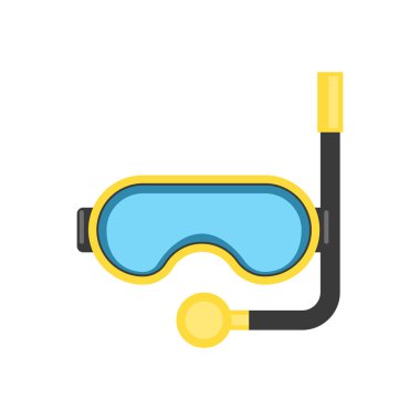 Beyaz arka plan üzerinde şnorkel maskesi - ekipman dalış veya deniz - açık hava etkinlikleri - düz vektör çizim rahatlatıcı için izole.