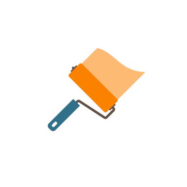 Boya rulo simgesi - boya fırça - duvar ressam - boya silindiri - düz vektör illüstrasyon izole beyaz arka plan üzerinde.