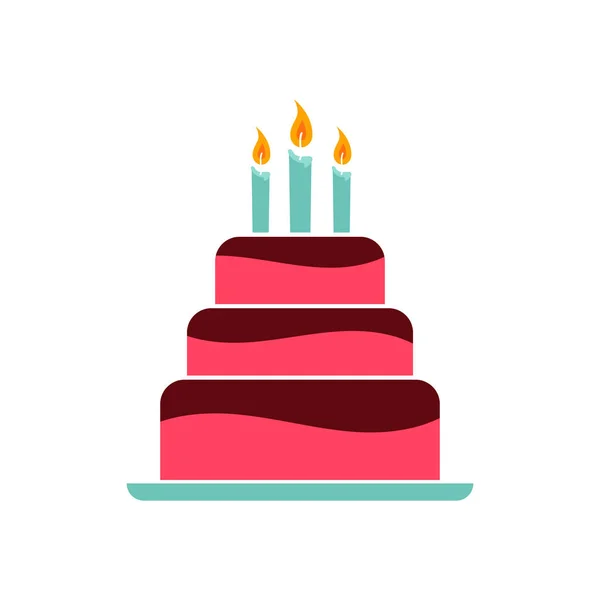 Tarta de cumpleaños - sessert cumpleaños - símbolo de panadería - delicioso dulce - ilustración de vector plano aislado sobre fondo blanco . — Vector de stock