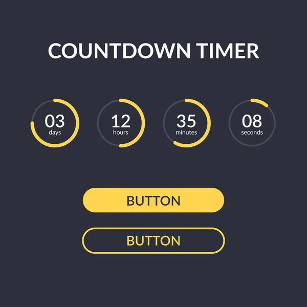 Таймер зворотного відліку векторний елемент веб-сайту з кнопками. Таймер зворотного відліку для наступного або під час будівництва. Шаблон програми цифрового таймера годинника . — стоковий вектор