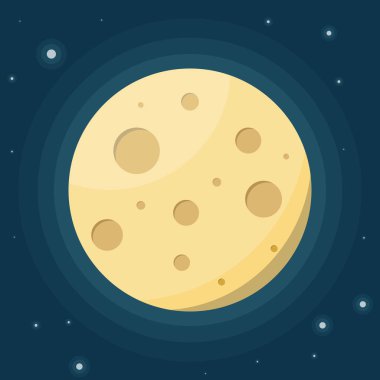 Ay yıldızlı gökyüzü karşı. Gece gökyüzü. Düz vektör çizim.