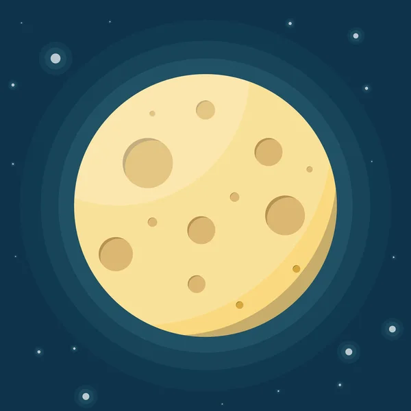 Moon mot stjärnhimlen. Natthimlen. Flat vektorillustration. — Stock vektor