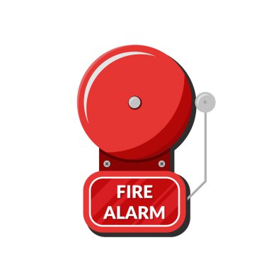Yangın alarm sistemi. Ekipman ateş. Beyaz arka plan üzerinde izole düz stil vektör çizim.
