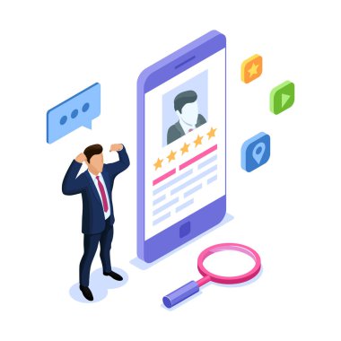 İzometrik vektör karakterlerle. Web afiş, infographics, kahraman görüntüleri için kullanabilirsiniz. 3d illüstrasyon izole beyaz arka plan üzerinde.