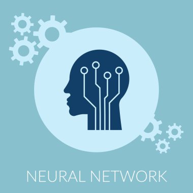 Neural ağ düz yaratıcı konsept tasarımı. Dijital medya. Vektör çizim.