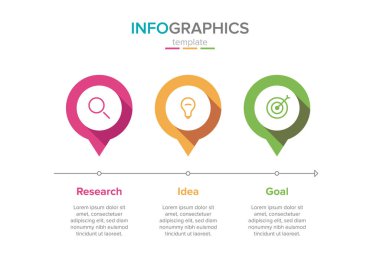 Simgeler vektör Infographic etiketi şablonu. 3 seçenekleri veya adımları. İş kavramı için Infographics. Bilgi grafik, akış şemaları, sunumlar, web siteleri, afiş, basılı malzemeler için kullanılabilir.