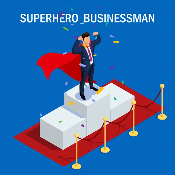 Concepto de empresario o gerente de superhéroes con personajes . — Vector de stock