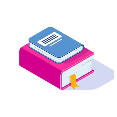 Beyaz arka planda izole gölge ile yığın izometrik vektör kitap. Web Banner, Infographics, kahraman görüntüleri için kullanabilirsiniz. İzometrik vektör çizim.