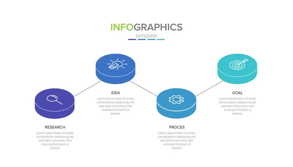 Concept de modèle d'affaires de flèche avec 4 étapes successives. Quatre éléments rectangulaires colorés. Conception du calendrier pour la brochure, la présentation. Mise en page infographique . — Image vectorielle