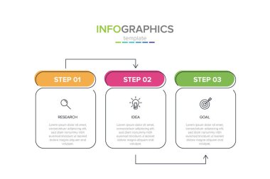 Simgeler vektör Infographic etiketi şablonu. 3 seçenekleri veya adımları. İş kavramı için Infographics. Bilgi grafik, akış şemaları, sunumlar, web siteleri, afiş, basılı malzemeler için kullanılabilir.