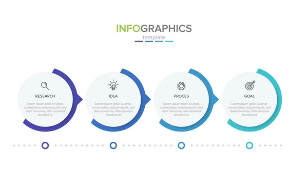 Plantilla de etiqueta de infografía vectorial con iconos. 4 opciones o pasos. Infografías para el concepto de negocio. Puede ser utilizado para gráficos de información, diagramas de flujo, presentaciones, sitios web, banners, materiales impresos — Vector de stock