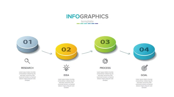 Vector infographic label template with icons. 4 options or steps. Isometric Infographics for business concept. Can be used for info graphics, flow charts, presentations, web sites, banners. — Stock Vector