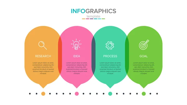 Шаблон векторной инфографической метки с иконками. 4 варианта или шаги. Инфографика для бизнес-концепции. Может использоваться для инфо-графики, диаграмм, презентаций, веб-сайтов, печатных материалов — стоковый вектор