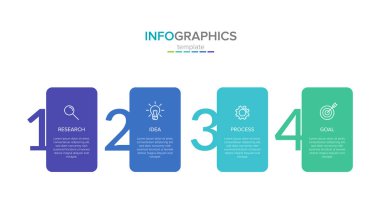 Simgeler vektör Infographic etiketi şablonu. 4 seçenekler veya adımları. İş kavramı için Infographics. Bilgi grafik, akış şemaları, sunumlar, web siteleri, afiş, basılı malzemeler için kullanılabilir.