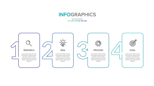 Modèle d'étiquette d'infographie vectorielle avec des icônes. 4 options ou étapes. Infographie pour concept d'entreprise. Peut être utilisé pour les graphiques d'information, organigrammes, présentations, sites Web, bannières, documents imprimés . — Image vectorielle