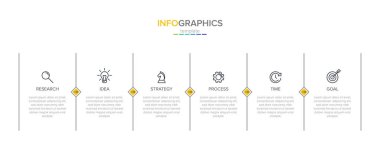 Simgeler içeren vektör İnfografik etiket şablonu. 6 seçenek veya adımlar. İş konsepti için Infographics. Bilgi grafikleri, akış çizelgeleri, sunumlar, Web siteleri, afiş, baskılı malzemeler için kullanılabilir
