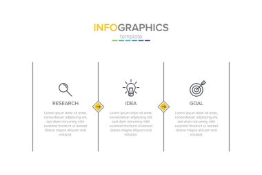 Simgeler vektör Infographic etiketi şablonu. 3 seçenekleri veya adımları. İş kavramı için Infographics. Bilgi grafik, akış şemaları, sunumlar, web siteleri, afiş, basılı malzemeler için kullanılabilir.