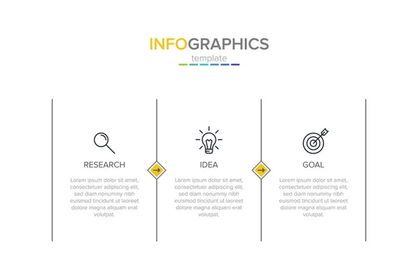 Vektorinformationsgrafik-Beschriftungsvorlage mit Symbolen. 3 Optionen oder Schritte. Infografiken für das Geschäftskonzept. kann für Informationsgrafiken, Flussdiagramme, Präsentationen, Websites, Banner, Druckmaterialien verwendet werden. — Stockvektor