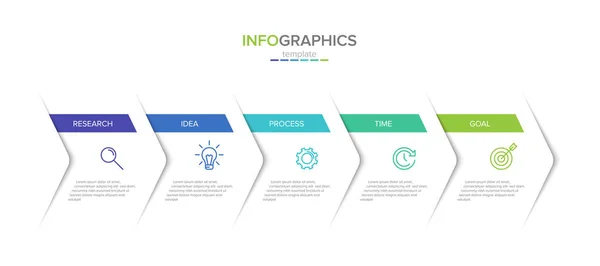 Plantilla de etiqueta de infografía vectorial con iconos. 5 opciones o pasos. Infografías para el concepto de negocio. Puede ser utilizado para gráficos de información, diagramas de flujo, presentaciones, sitios web, banners, materiales impresos. — Vector de stock