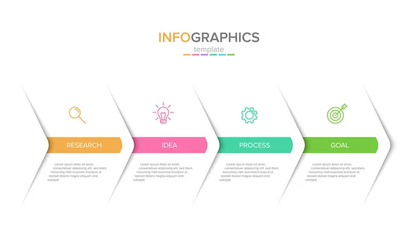 Vektorinformationsgrafik-Beschriftungsvorlage mit Symbolen. 4 Optionen oder Schritte. Infografiken für das Geschäftskonzept. kann für Informationsgrafiken, Flussdiagramme, Präsentationen, Websites, Banner, Druckmaterialien verwendet werden. — Stockvektor