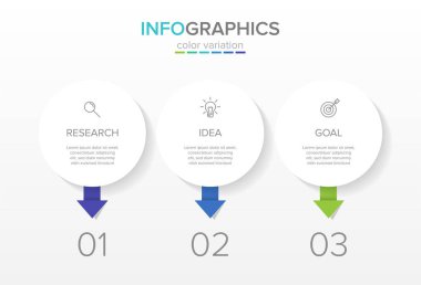 Simgeler vektör Infographic etiketi şablonu. 3 seçenekleri veya adımları. İş kavramı için Infographics. Bilgi grafik, akış şemaları, sunumlar, web siteleri, afiş, basılı malzemeler için kullanılabilir.