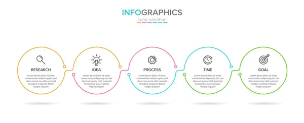 Vektor-Infografik-Beschriftungsvorlage mit Symbolen. 5 Optionen oder Schritte. Infografiken für das Geschäftskonzept. Kann für Informationsgrafiken, Flussdiagramme, Präsentationen, Websites, Banner, Druckmaterialien verwendet werden. — Stockvektor