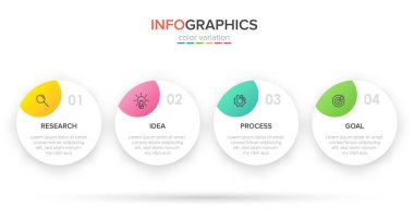 Simgeli ve 4 basamaklı bilgi tasarımı. İnce çizgi vektörü. Bilgi işlem iş konsepti. Bilgi grafikleri, akış grafikleri, sunumlar, web siteleri, afişler, yazılı materyaller için kullanılabilir.