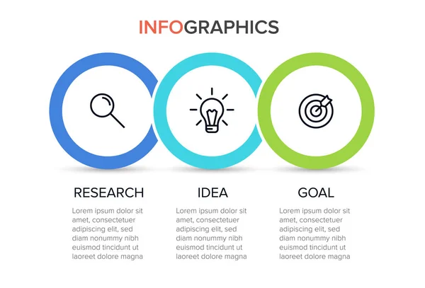 箭头商业模式的概念，具有3个连续步骤。三个五颜六色的矩形元素。小册子、演示的时间轴设计。信息图设计布局. — 图库矢量图片