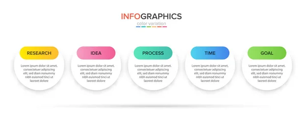 Infografik-Design mit Symbolen und 5 Optionen oder Schritten. Dünnlinienvektor. Infografik Geschäftskonzept. Kann für Informationsgrafiken, Flussdiagramme, Präsentationen, Websites, Banner, Druckmaterialien verwendet werden. — Stockvektor