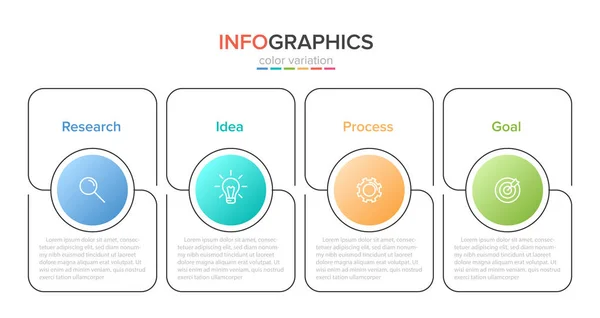 具有图标和4个选项或步骤的信息图形设计。细线向量。Infographics业务概念。可用于信息图形、流程图、演示、网站、横幅、印刷材料. — 图库矢量图片