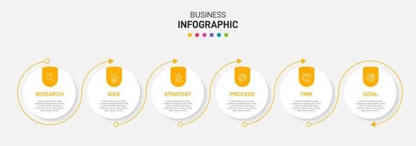 Koncepcja modelu biznesowego strzałki z 6 kolejnych etapów izometrycznych. Sześć kolorowych elementów graficznych. Projekt graficzny broszury, prezentacja. Układ projektu infograficznego — Wektor stockowy