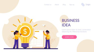 Karı, geliri, geliri, geliri, geliri arttırma fikri. İş kadını, içinde dolar olan parlayan bir ampul ve masa ile belgelenen bir belge. Modern düz resimleme.