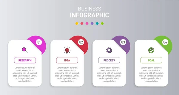 Infografik-Design mit Symbolen und 4 Optionen oder Schritten. Dünnlinienvektor. Infografik Geschäftskonzept. Kann für Informationsgrafiken, Flussdiagramme, Präsentationen, Websites, Banner, Druckmaterialien verwendet werden. — Stockvektor