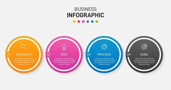 Infografik-Design mit Symbolen und 4 Optionen oder Schritten. Dünnlinienvektor. Infografik Geschäftskonzept. Kann für Informationsgrafiken, Flussdiagramme, Präsentationen, Websites, Banner, Druckmaterialien verwendet werden. — Stockvektor