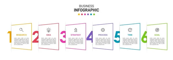 Koncepcja modelu biznesowego strzałki z 6 kolejnych etapów izometrycznych. Sześć kolorowych elementów graficznych. Projekt graficzny broszury, prezentacja. Układ projektu infograficznego — Wektor stockowy