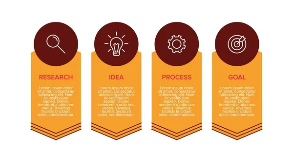 Infografik-Design mit Symbolen und 4 Optionen oder Schritten. Dünnlinienvektor. Infografik Geschäftskonzept. Kann für Informationsgrafiken, Flussdiagramme, Präsentationen, Websites, Banner, Druckmaterialien verwendet werden. — Stockvektor