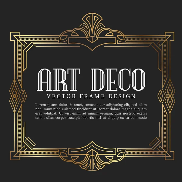 Luxury Vintage Frame Art Deco Style Vector Illustration — Stock Vector