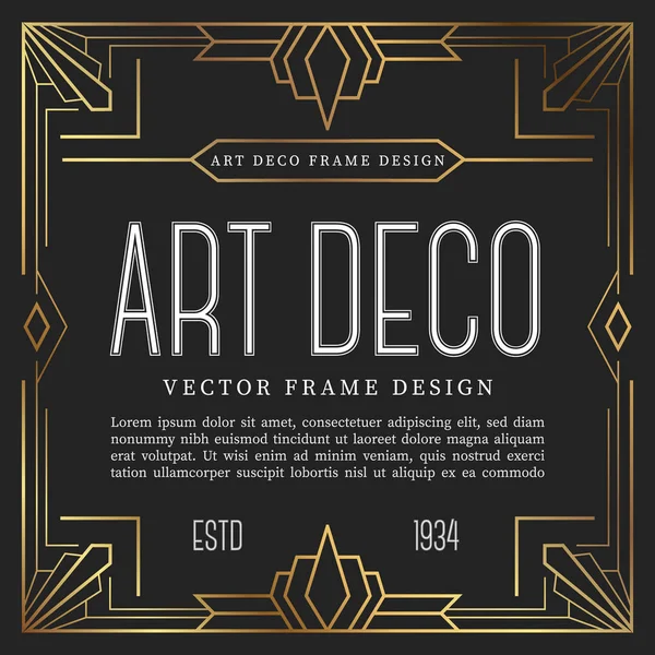 Estilo Art Deco Quadro Vintage Luxo Ilustração Vetorial — Vetor de Stock