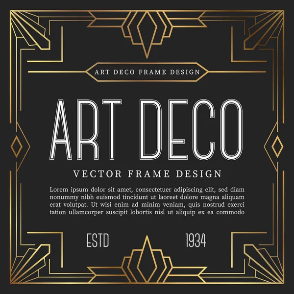 Luxury Vintage Frame Art Deco Style Vector Illustration — Stock Vector