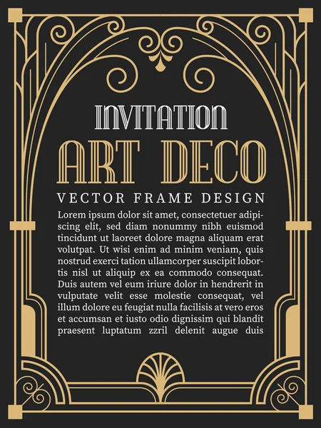 Estilo Art Deco Marco Vintage Lujo Ilustración Vectorial — Archivo Imágenes Vectoriales