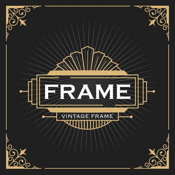 Vintage line frame design for labels, banner, logo, emblem, apparel, t- shirts, sticker and other design object. Vector illustration