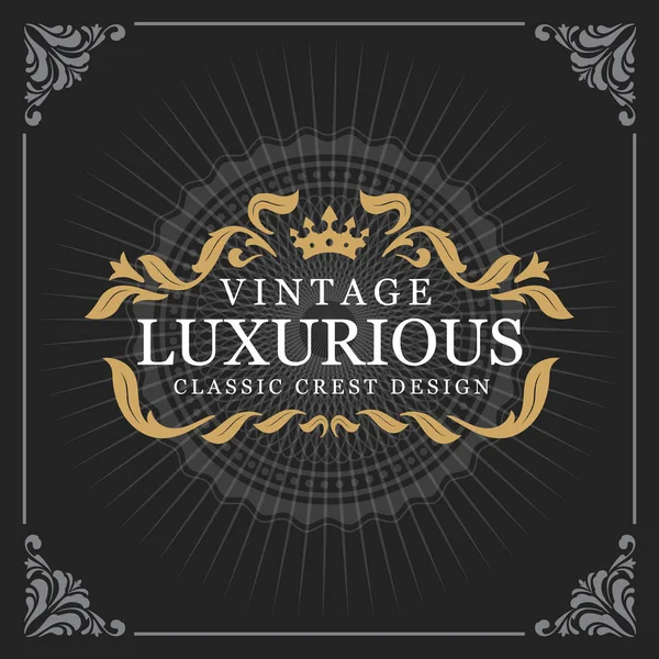 Vintage Luxus Monogram Banner Sablon Design Címke Keret Termék Címkék — Stock Vector
