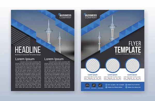 Plantilla Informe Anual Empresarial Moderna Fondo Volante Multipropósito Pulgadas Medios — Vector de stock