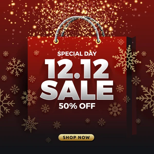 Shopping Day Sale Banner Background December Sale Poster Template Vector — Stock Vector