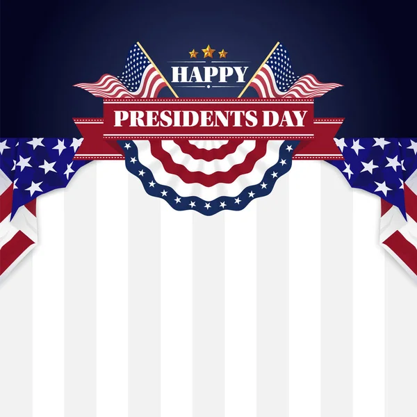 Happy Presidents Day Banner Background Cartões Saudação Ilustração Vetorial — Vetor de Stock