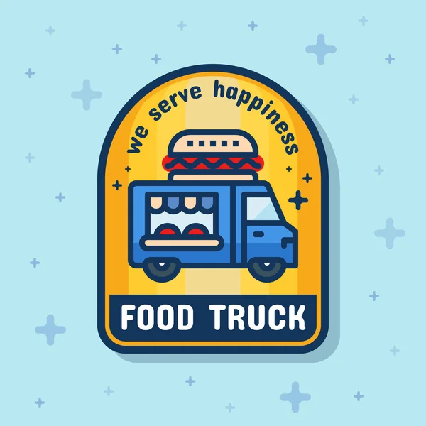 Foodtruck Service Plakette Banner. Vektorillustration — Stockvektor