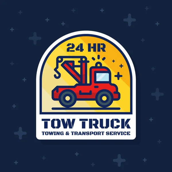 Tow truck badge banner. Towing and transport service sticker