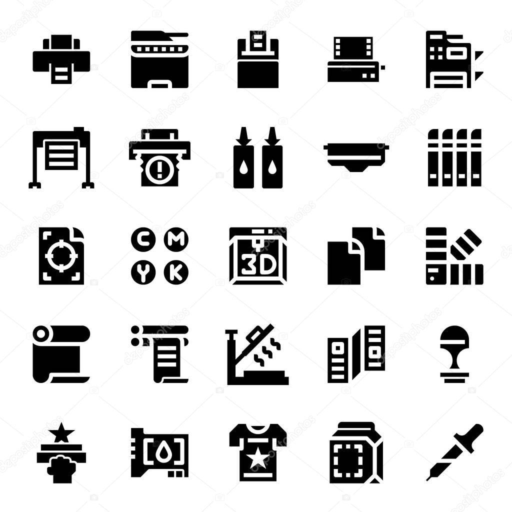 Printer and plotter solid icons