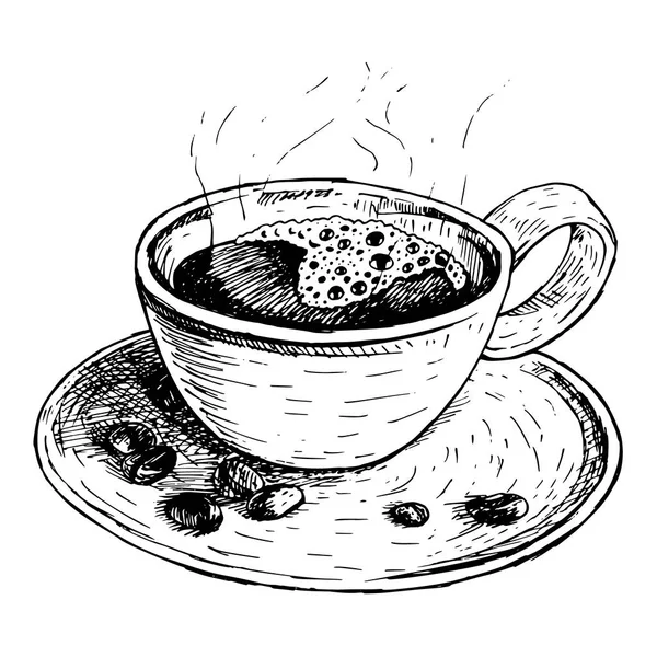 Handgezogene Kaffeetasse vorhanden. Vektorskizze — Stockvektor