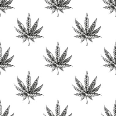 Kenevir kroki ile Seamless modeli. Vintage vektör arka plan